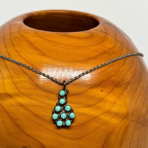 Jewelry - Vintage Turquoise Cluster Necklace Southwestern Navajo Sterling Silver